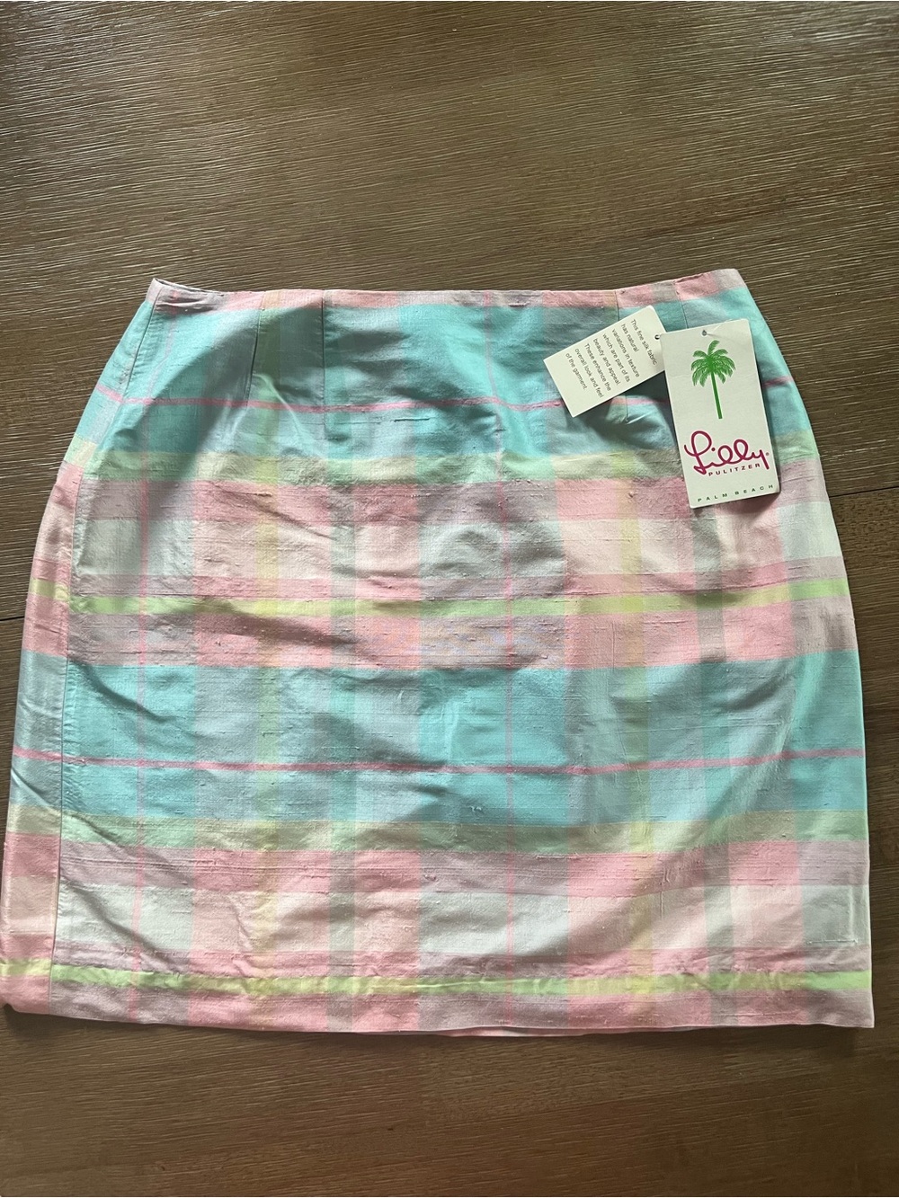 Lilly Pulitzer Pastel Plaid Raw Silk Skirt - 12